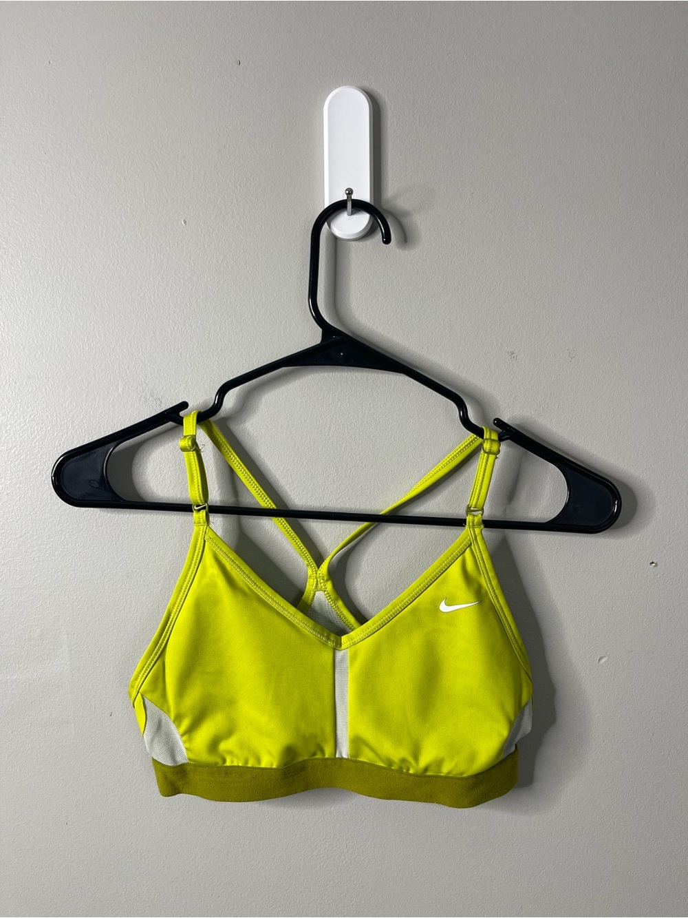 NIKE Chartreuse Yellow Racerback Padded Sports Bra Sz S